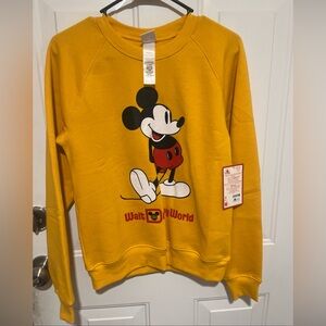 Walt Disney World Mickey Mouse Crewneck Sweatshirt - Yellow/Gold - Adult XS -NWT